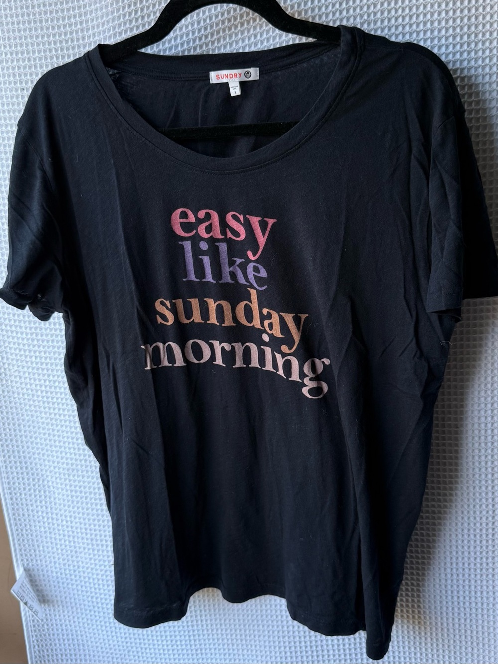 Sundry Navy Short-Sleeve Graphic Tee with Multicolor Text